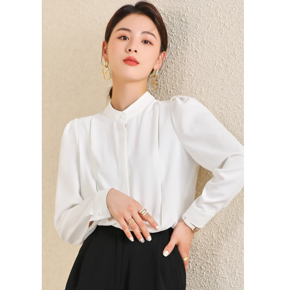 AB0857白衬衫女气质雪纺衫秋薄款抗皱垂感上衣长袖正装通勤职业C