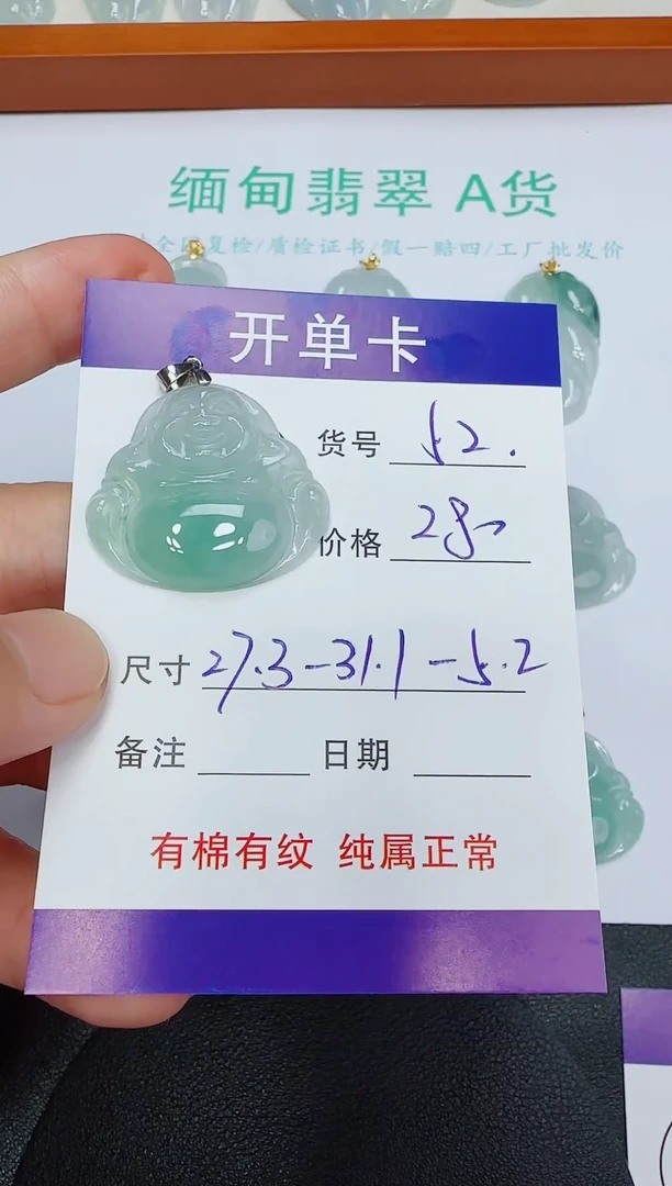 翡翠未镶嵌吊坠(赠链)52