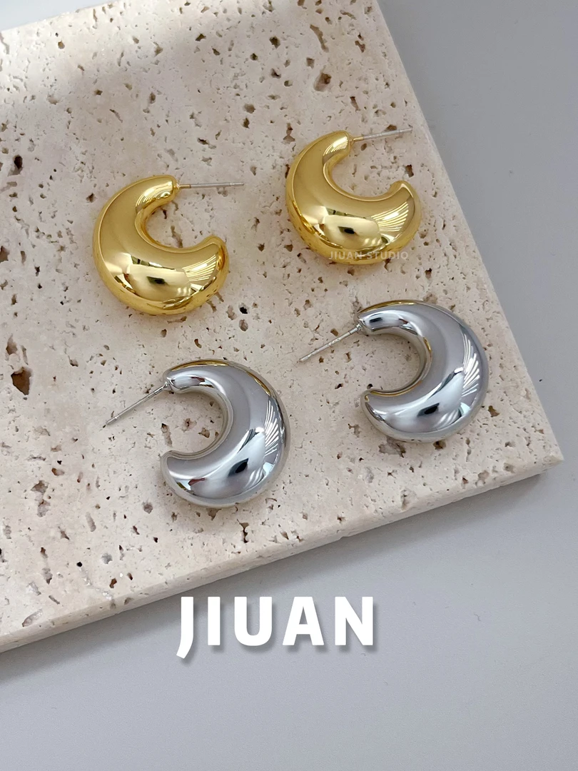 黄铜耳饰 简约水滴耳钉fever同款小众设计S925银针耳环