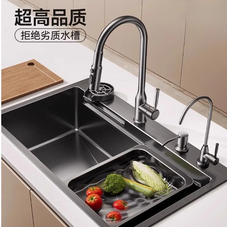 加厚4mm纳米304不锈钢水槽洗菜盆大单槽厨房家用洗碗槽水池