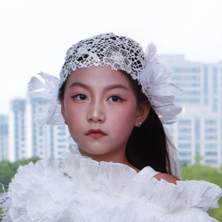 羽毛白色头纱时尚单品宝宝女童蕾丝儿童