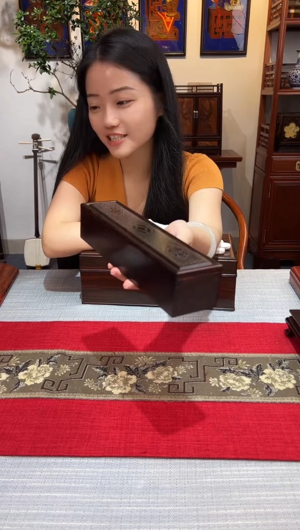 紫檀木类成套家具抽拉盒  机关盒  镶嵌银丝