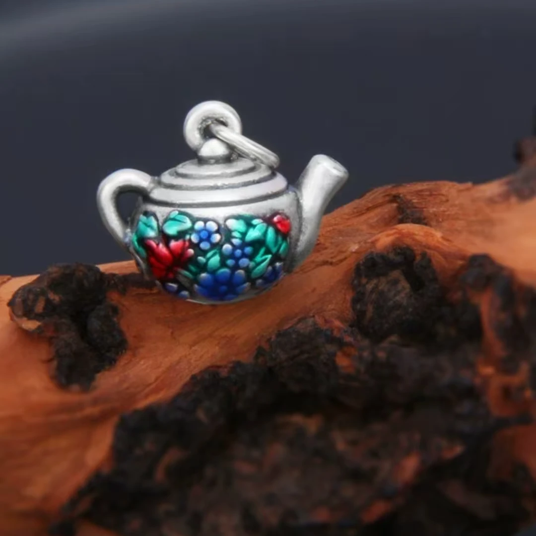 坠链均925银皮质 把把胡烧蓝项链吊坠