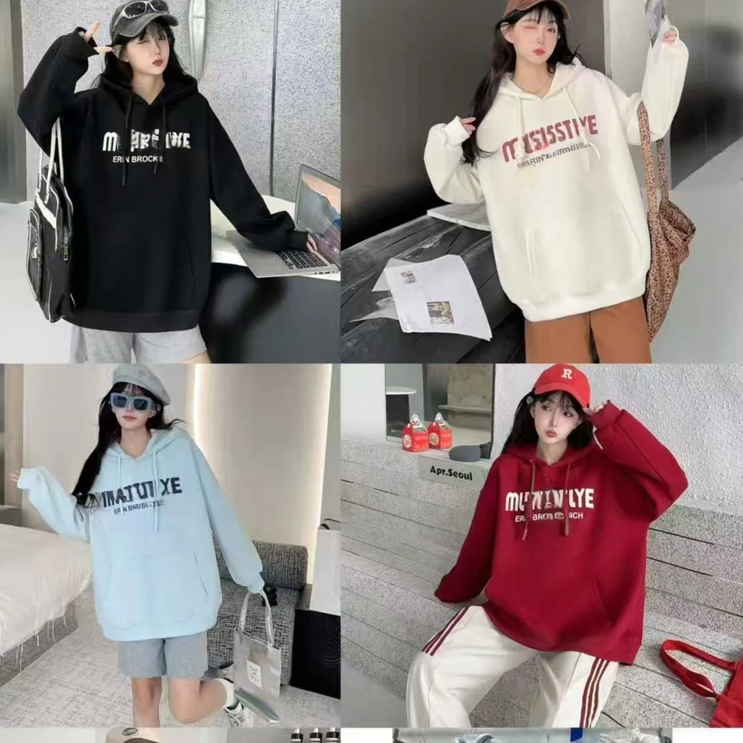 801春季新款字母连帽长袖女卫衣