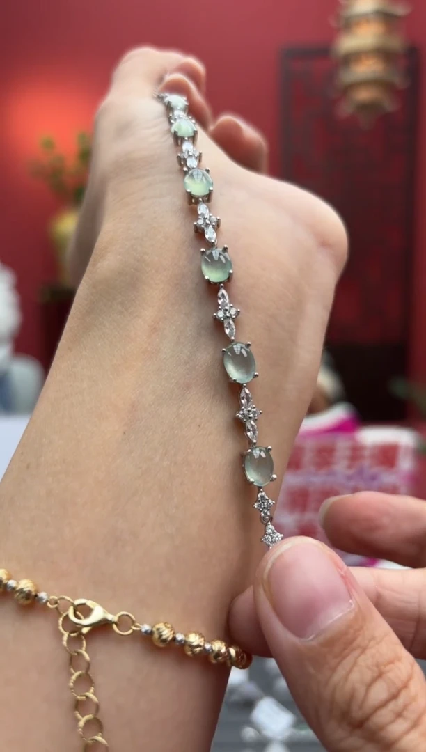 银S925镶嵌手链翡翠004111R