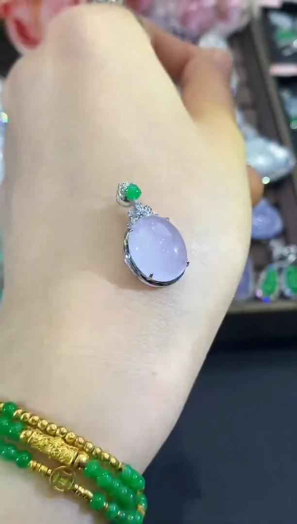 吊坠(不含链)18K金镶嵌翡翠B71  紫货有色差