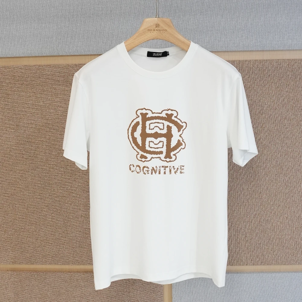 BLANDOO ”植绒浮雕” 莫代尔混纺男士高品质印花短袖T恤8BD529