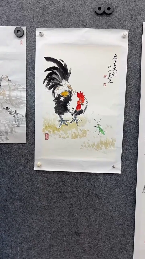 国画国画王生意公鸡图