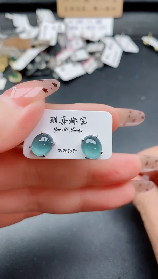 银S925镶嵌戒指翡翠1