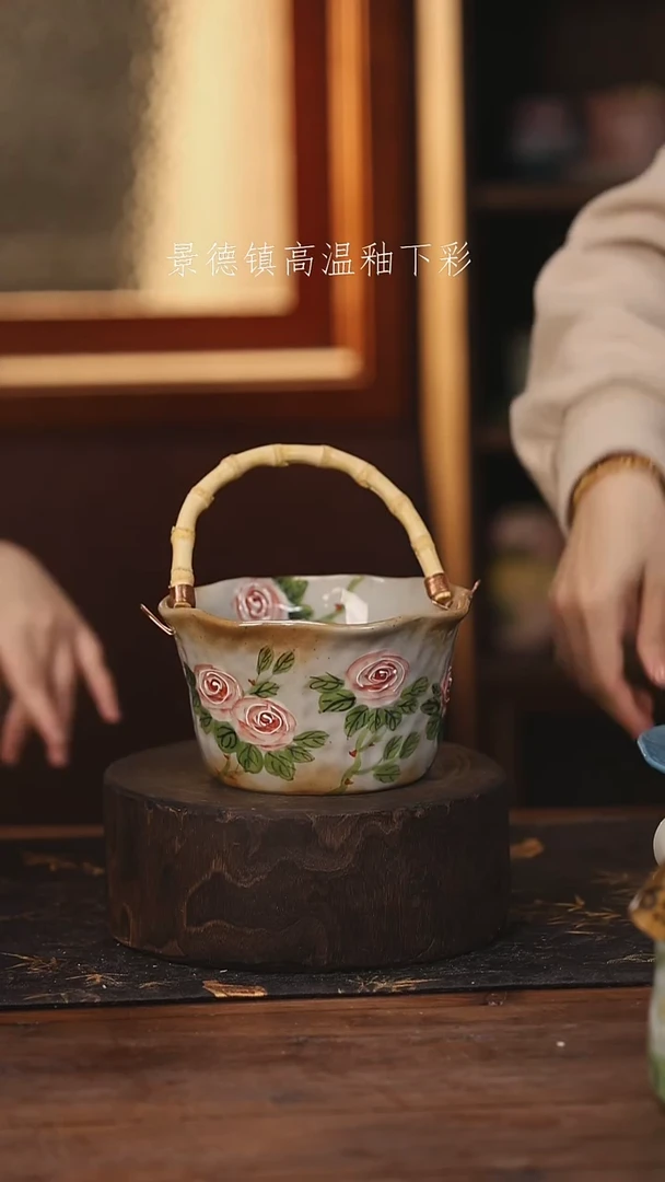 陶瓷景德镇高温釉下手绘陶瓷@L134@
