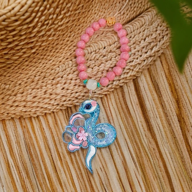 非金属布艺手链 手串时尚彩色首饰女款民族风精致小饰品 粉玉蛇姬