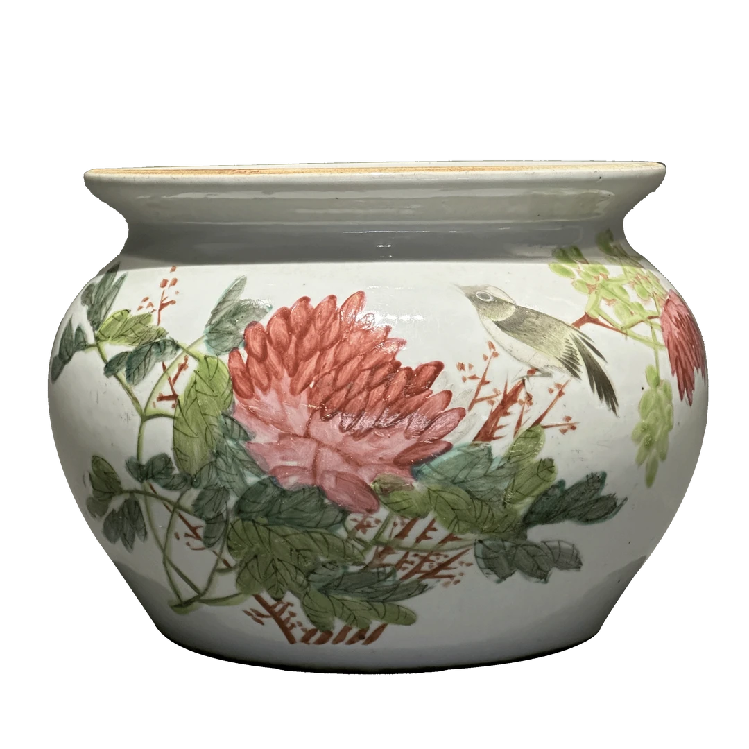 25063844y浅降彩花鸟缸