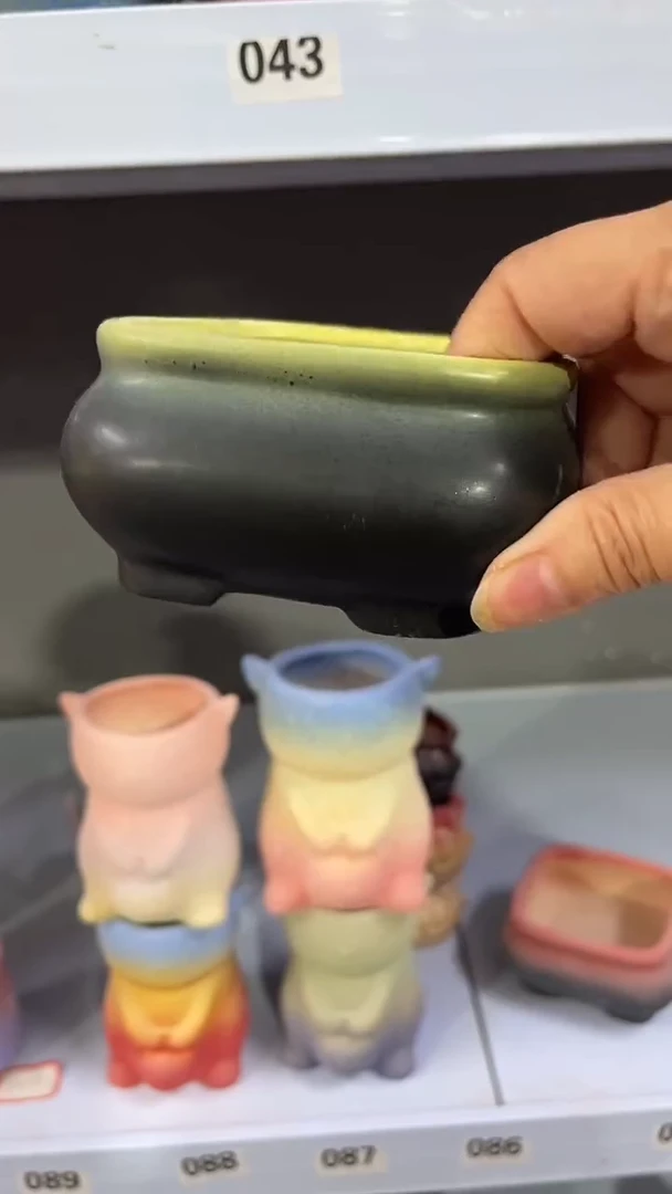 麦饭石粗陶多肉花盆口径9*5