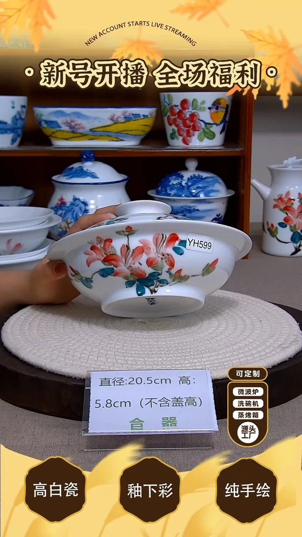 盘景德镇手绘釉下彩陶瓷餐具