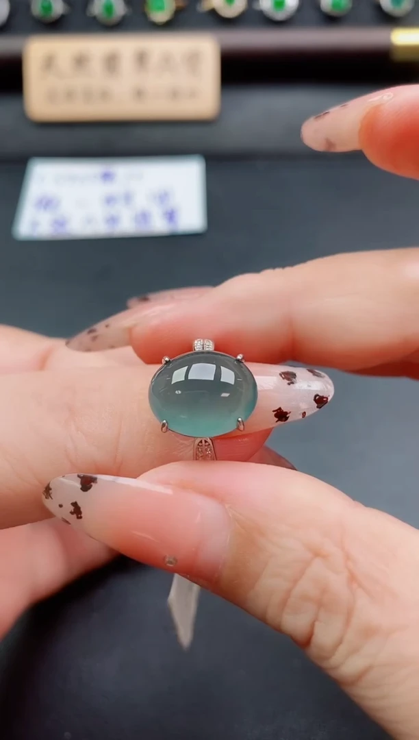 银S925镶嵌戒指翡翠1