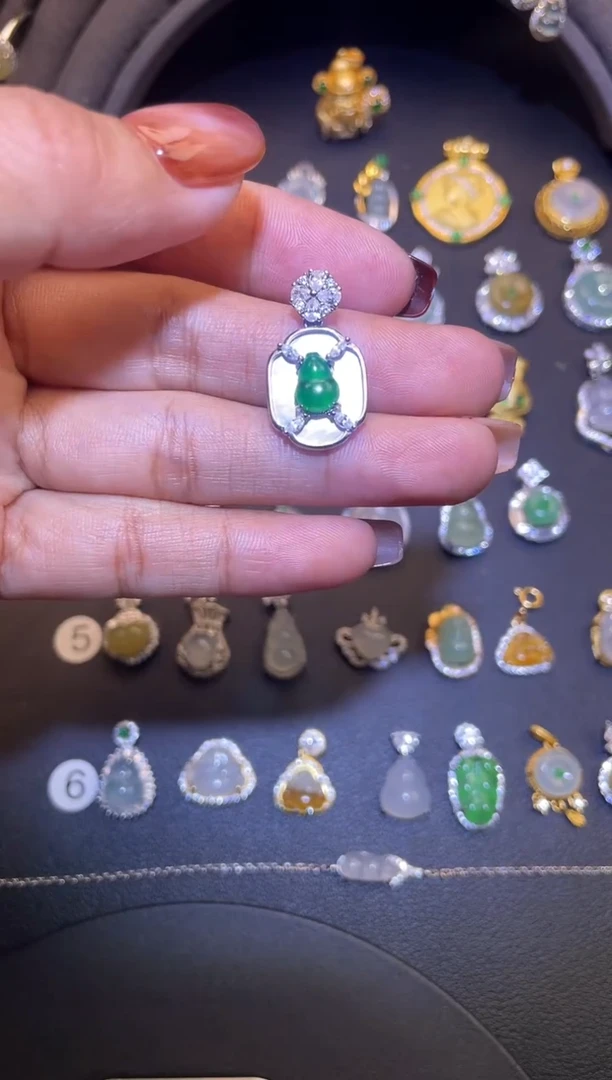 吊坠(不含链)银S925镶嵌翡翠1