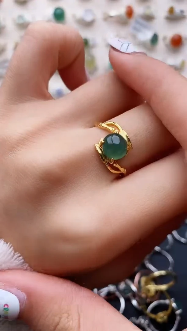 【闪购商品】翡翠戒指银S925镶嵌缅甸翡翠