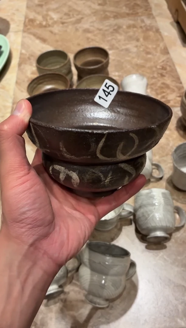 瓷片L**.145手工扫引葫芦面碗1个