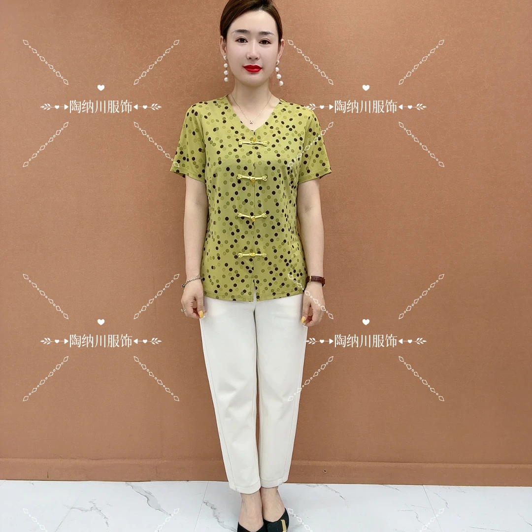2025夏季新款国风宽松中老年洋气时尚小衫减龄显瘦母亲节妈妈女装