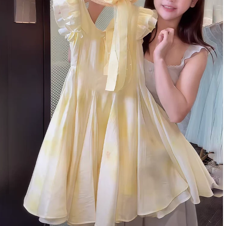 女童夏季吊带连衣裙2025新款洋气时髦儿童女宝夏装小飞袖公主裙潮