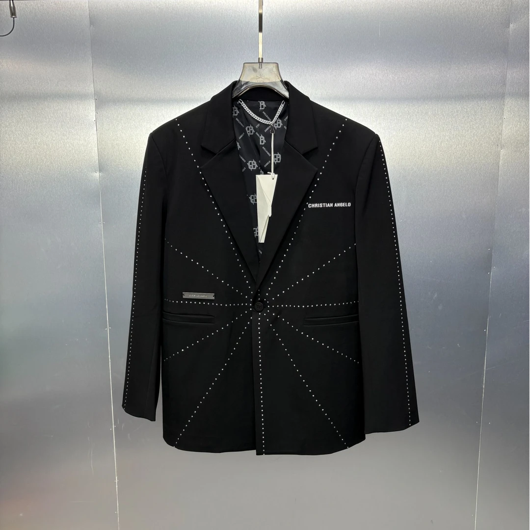 A02-42731-CHR春秋季正面烫钻设计时尚潮流西服外套