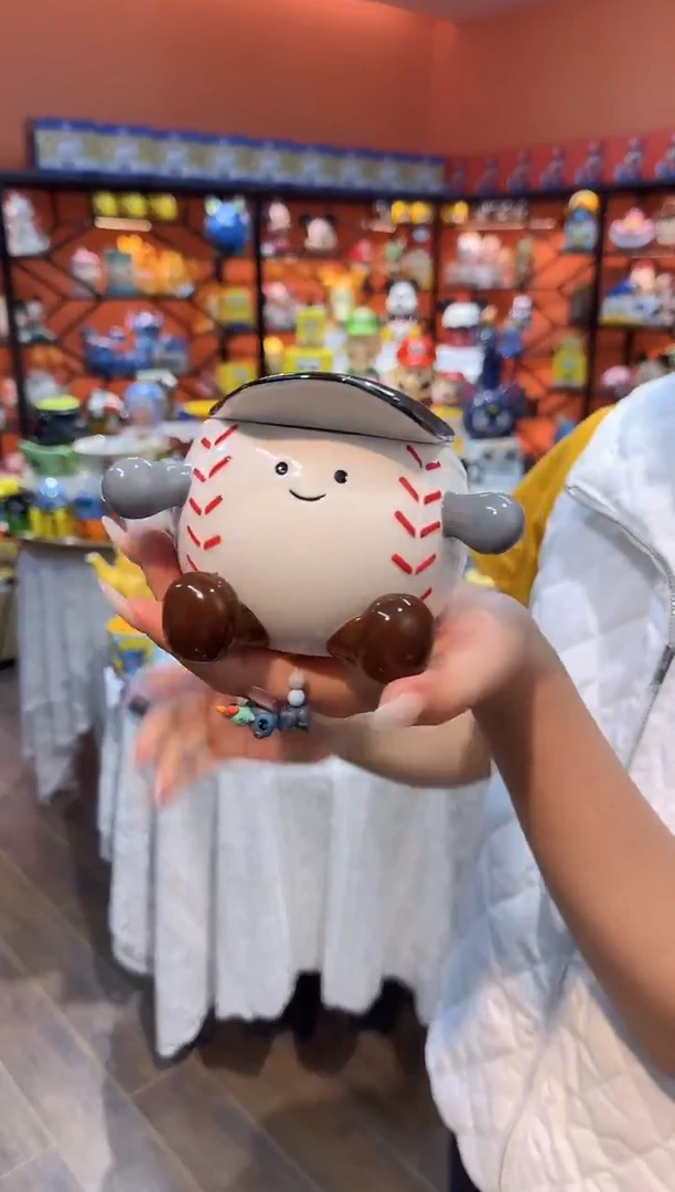 瓷片@@白色棒球微笑陶瓷杯