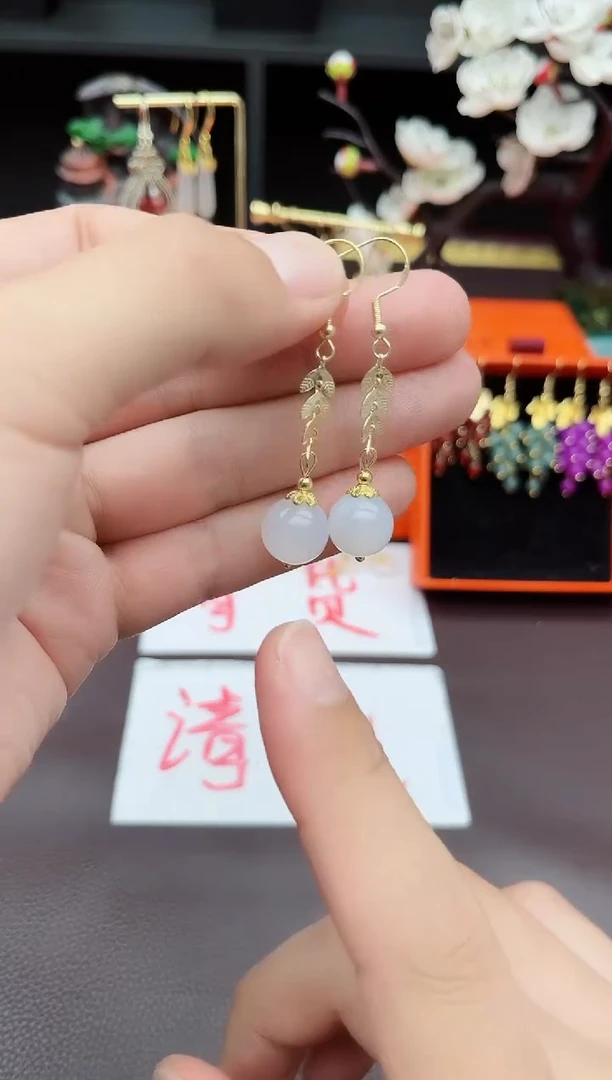 玛瑙/玉髓耳饰银S925镶嵌915000