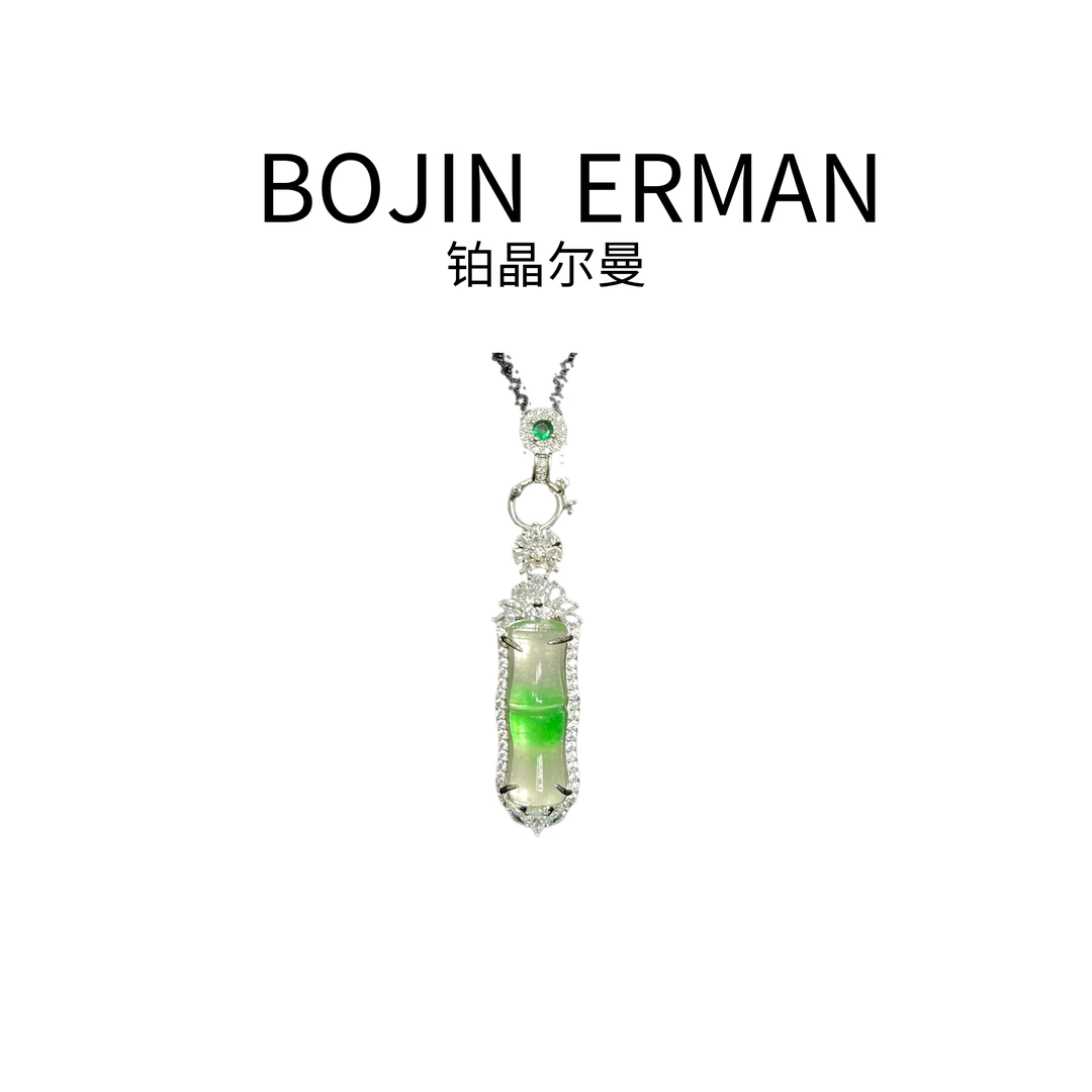 铜合金吊坠 高冰透绿飘花竹节吊坠蒸蒸日上节节高升时尚网红138