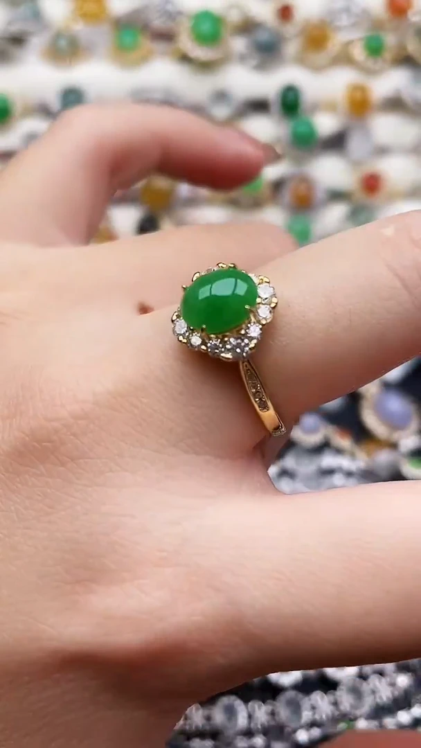 银S925镶嵌戒指翡翠79