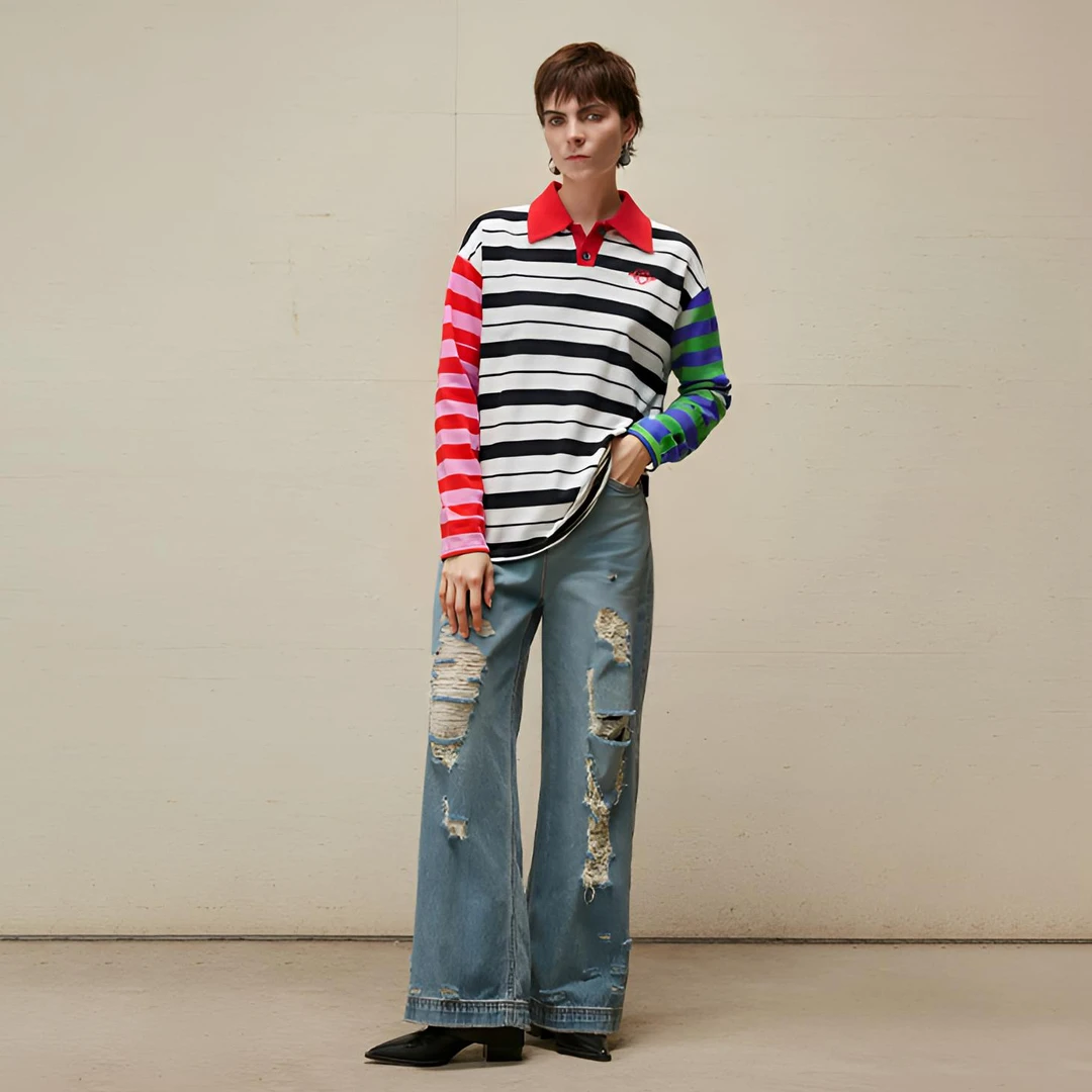 NONHUMAN蚂蚁家撞色条纹T恤