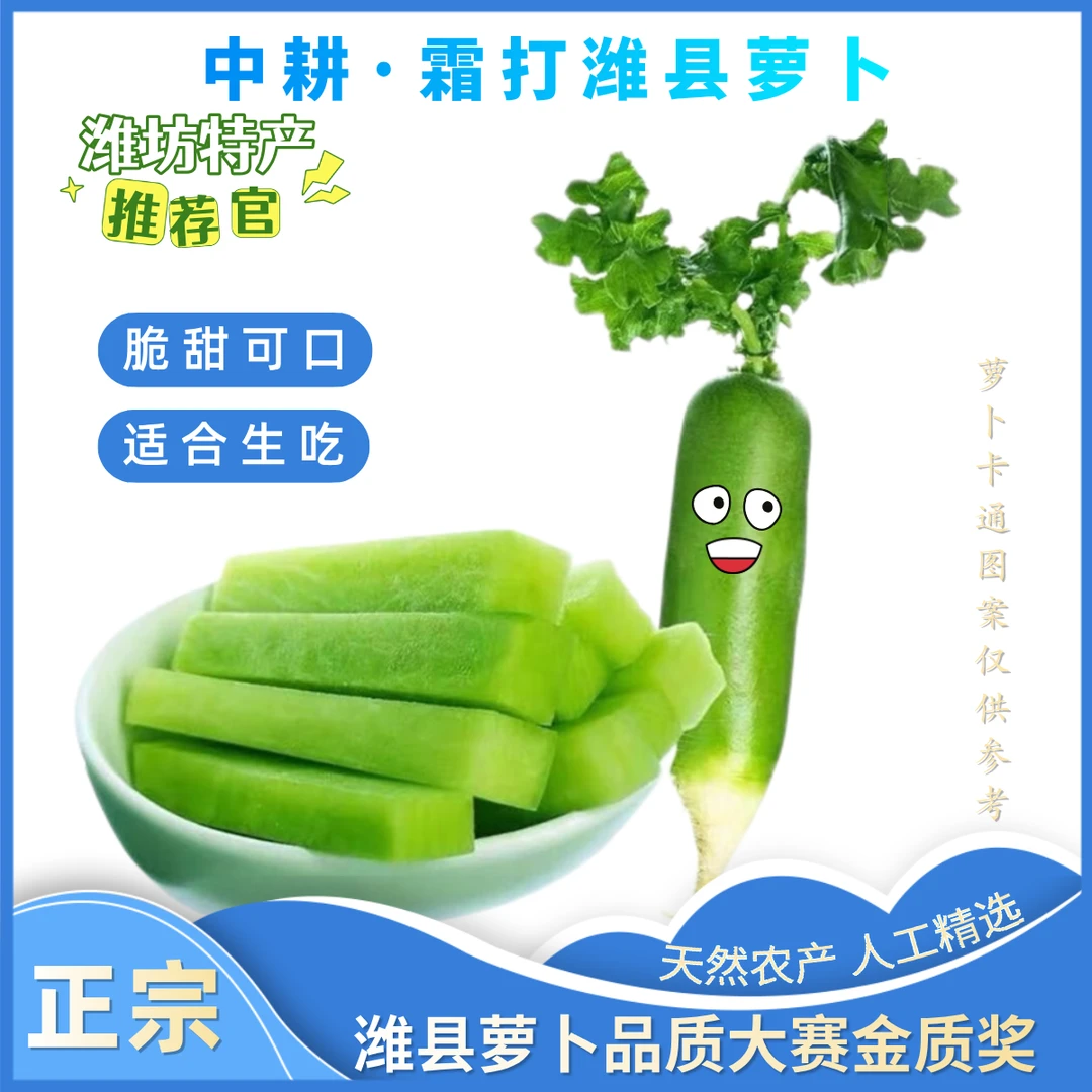 【中耕】潍县萝卜5斤装脆甜水果萝卜独立包装带检测报告带绿色认证