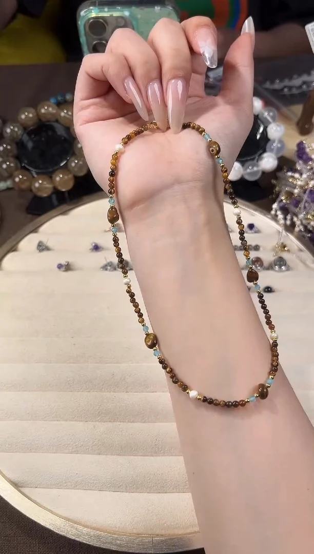 未镶嵌项链水晶虎眼珠珠设计款项链