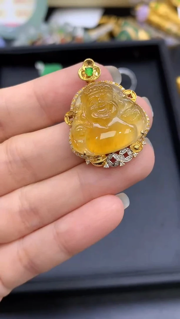 颈饰18K金镶嵌翡翠684-中国好珍宝