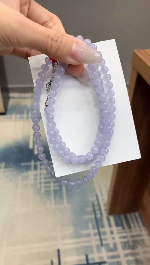 项链未镶嵌翡翠71冰紫长珠串