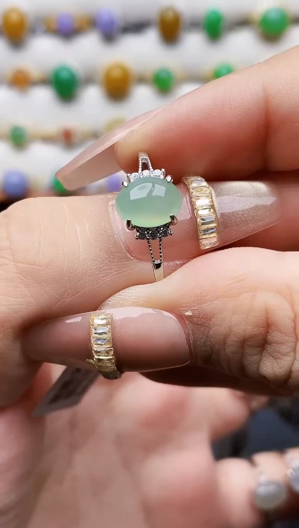 银S925镶嵌戒指翡翠农***莉1505