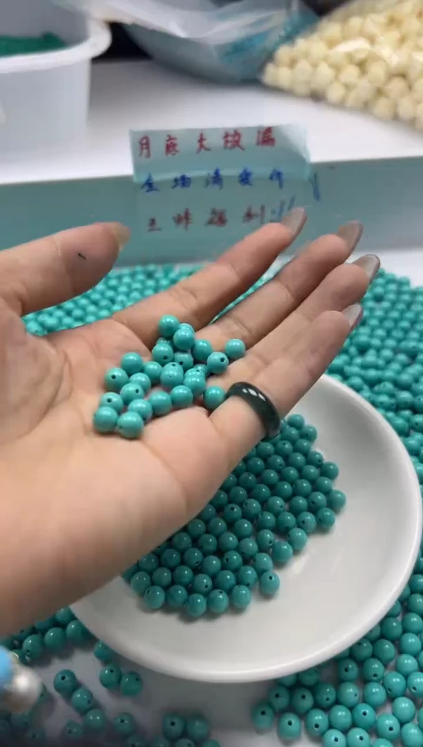 玛瑙/玉髓颈饰未镶嵌w821高瓷绿*松6mm*30颗