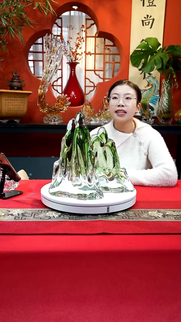 手工艺品琉璃绿水青山一组