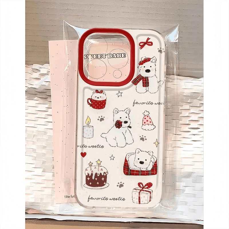 玫瑰小狗蛋糕适用苹果13手机壳12iPhone14promax防摔15透明16全包