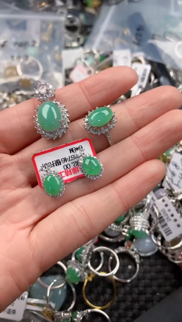 银S925镶嵌戒指翡翠444   9