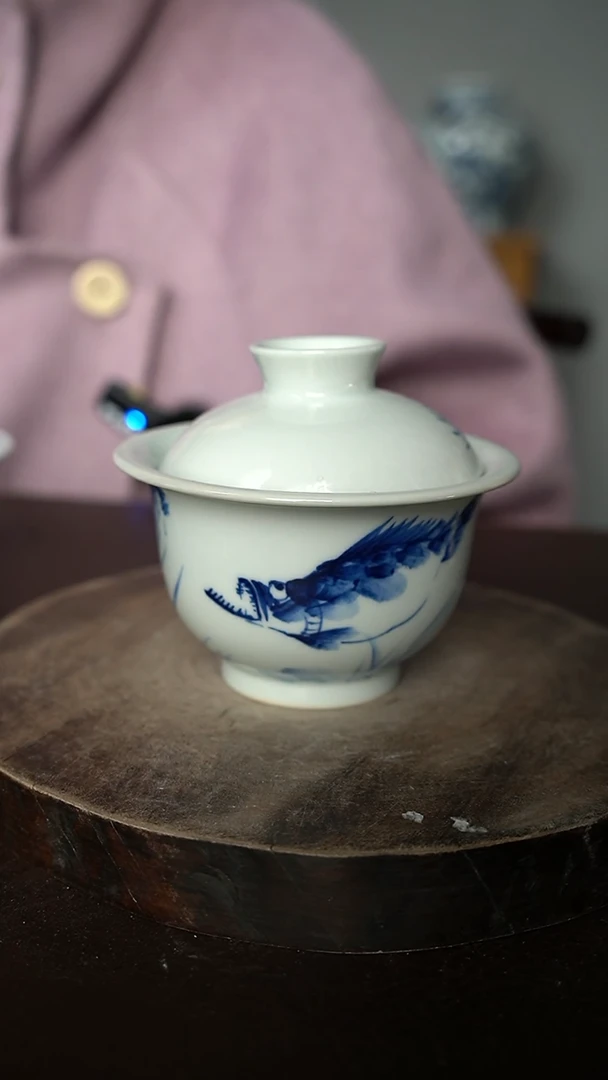 【闪购商品】微瑕福利-柴窑鳜鱼元宝盖碗120cc