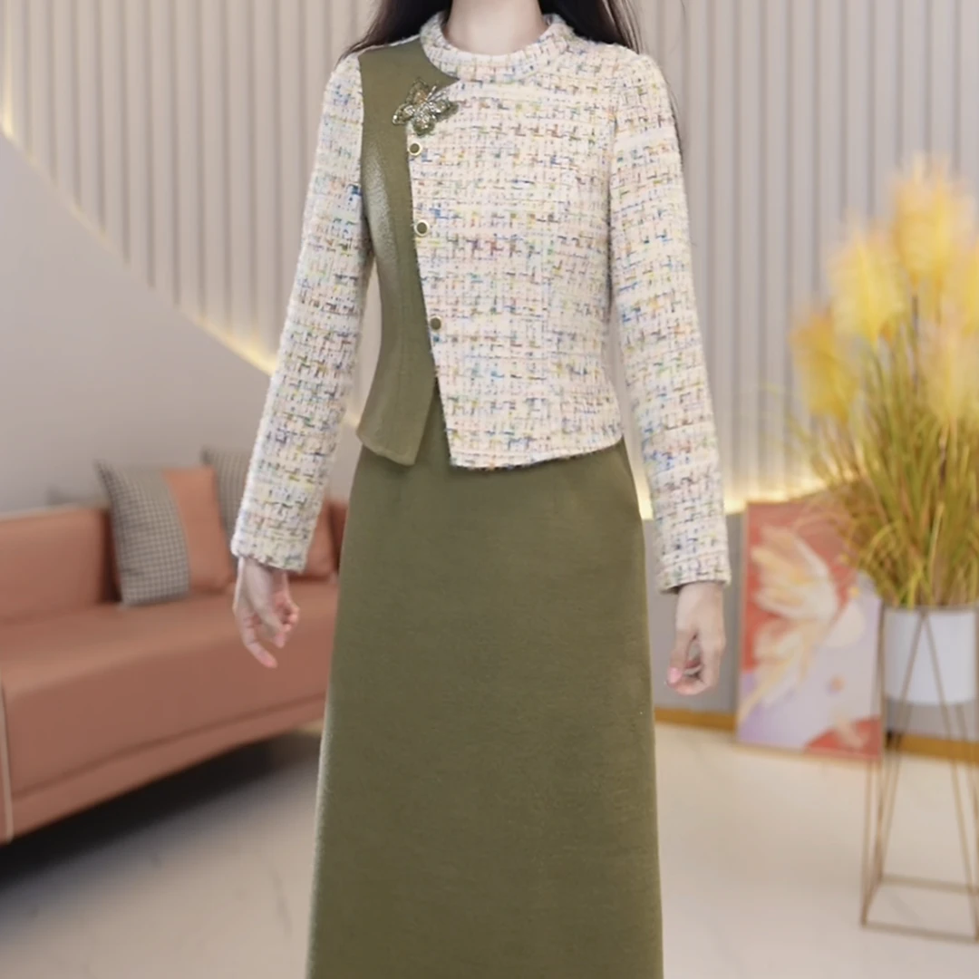 [杏相依衣橱]冬季新款5558 时尚 减龄 显瘦 收腰 修身 百搭连衣裙