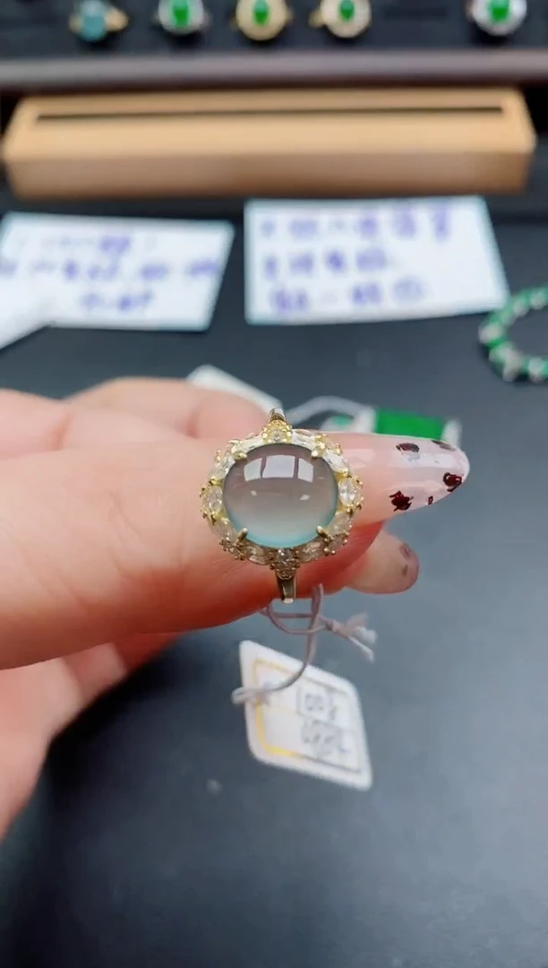 银S925镶嵌戒指翡翠1