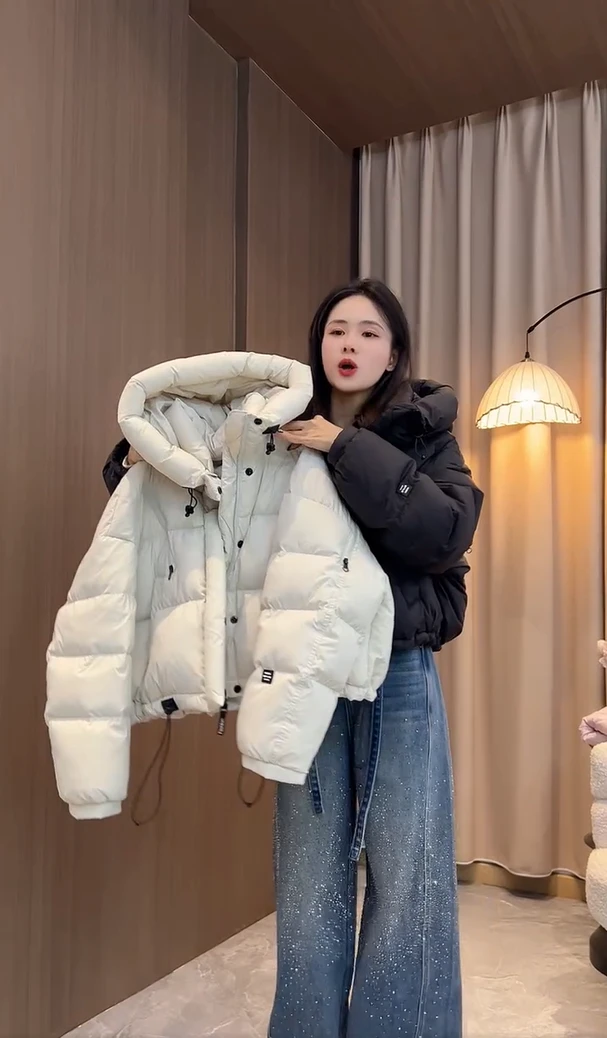 韩版爆款时尚女2025秋冬新款连帽宽松百搭面包服爆款外套加厚棉服