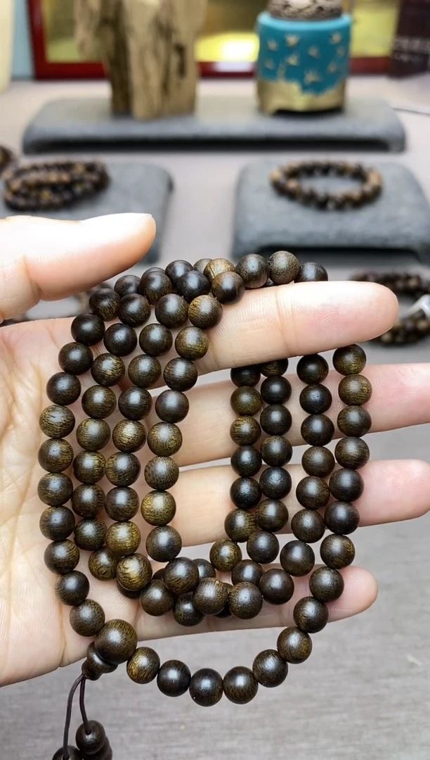 【闪购商品】沉香手串芽庄白棋楠玉化料06*108沉水多圈
