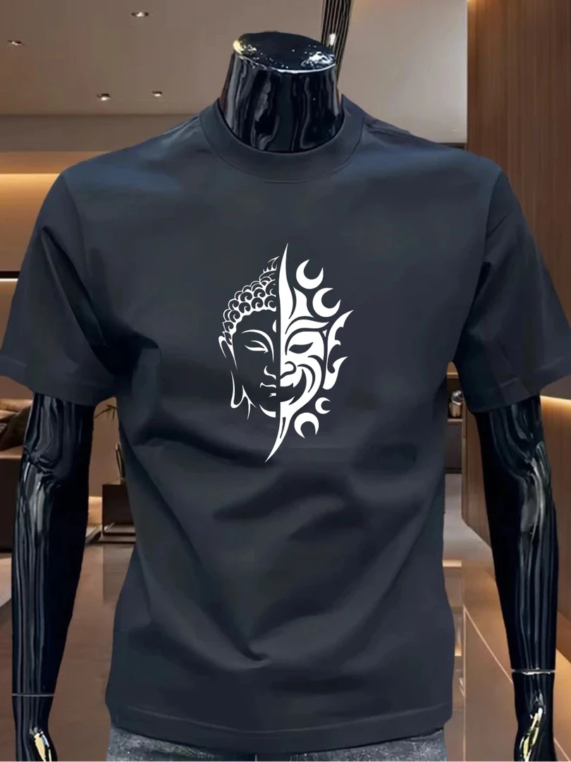 2025夏季国风重磅男士新款服装休闲百搭舒适半袖圆领宽松上衣T恤