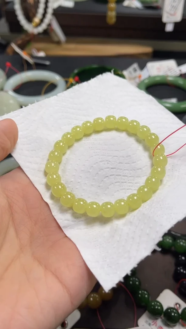 未镶嵌手串和田玉卡8若羌黄玉 老型9015748