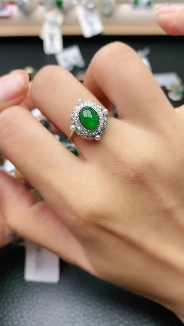 翡翠戒指银S925镶嵌1111111111