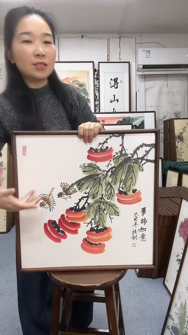 国画尺寸52*52实木画框京东包邮手绘