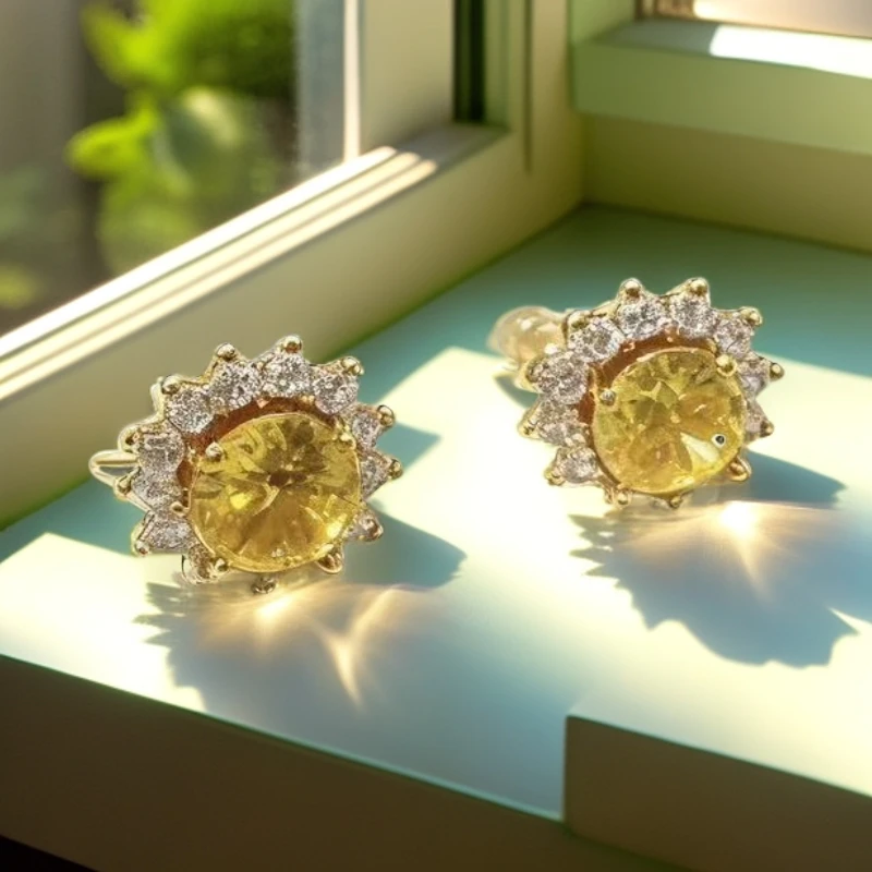钻石黄太阳花黄耳钉-lx0109-1