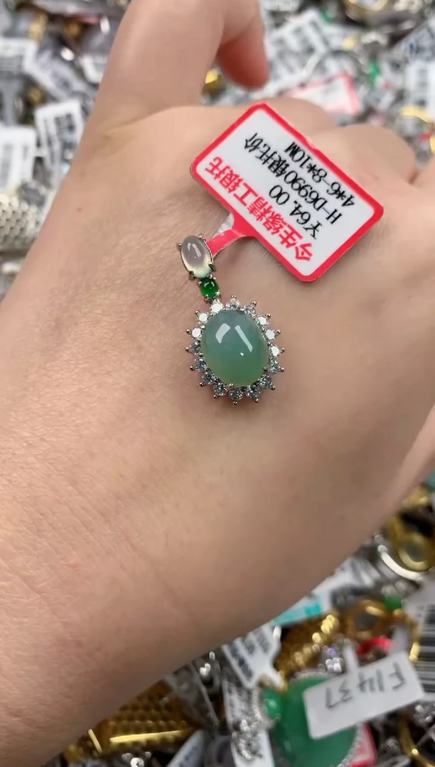 银S925镶嵌戒指翡翠999----1